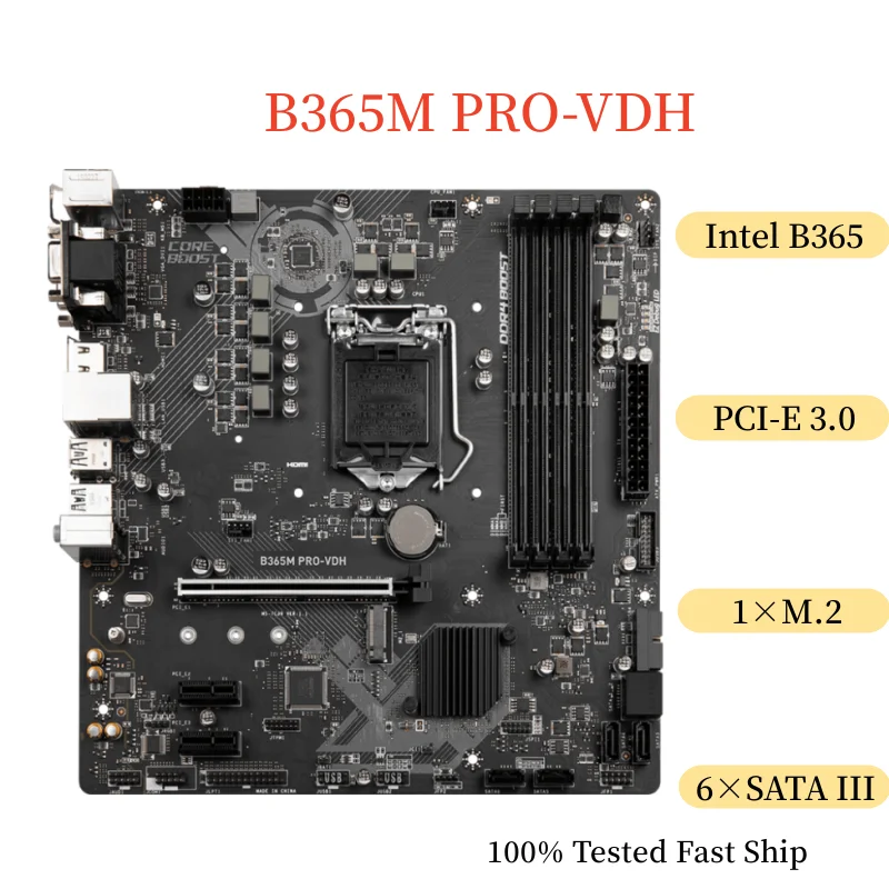 MSI B365M PRO-VDH , 64GB LGA 1151 DDR4  8/9th CPU ũ ATX κ, 100% ׽Ʈ Ϸ,  